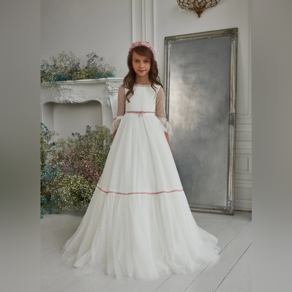 Elegant White Dress with Pink Accents